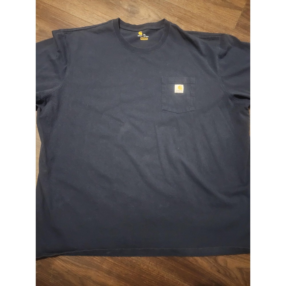 Carhartt Shirt Mens 4XL Blue Pocket Short Sleeve Crew Neck Workwear Big Tall